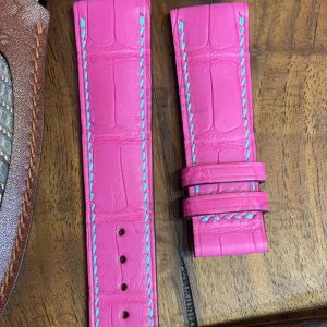 Bespoken tailor-made pink Belly pattern aligator leather watch strap