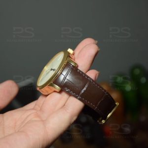 Custom tailor-made brown belly scale aligator leather watch strap for Glashutte