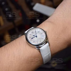 Aftermarket hand made white belly scale alligator Genuine leather watch strap for JLC