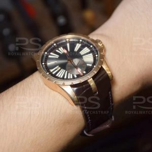 Bespoken handmade black belly scale aligator leather watch strap Roger Dubuis