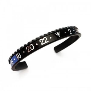 Black & Blue Bezel Bangle Bracelet Gmt I & Ii Batman Pvd/Dlc Stainless Steel Men’S Jewelry
