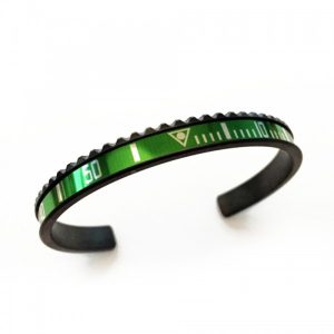 Green Bezel Bangle Bracelet Submariner, Kermit, Starbucks, Hulk Pvd/Dlc Black
