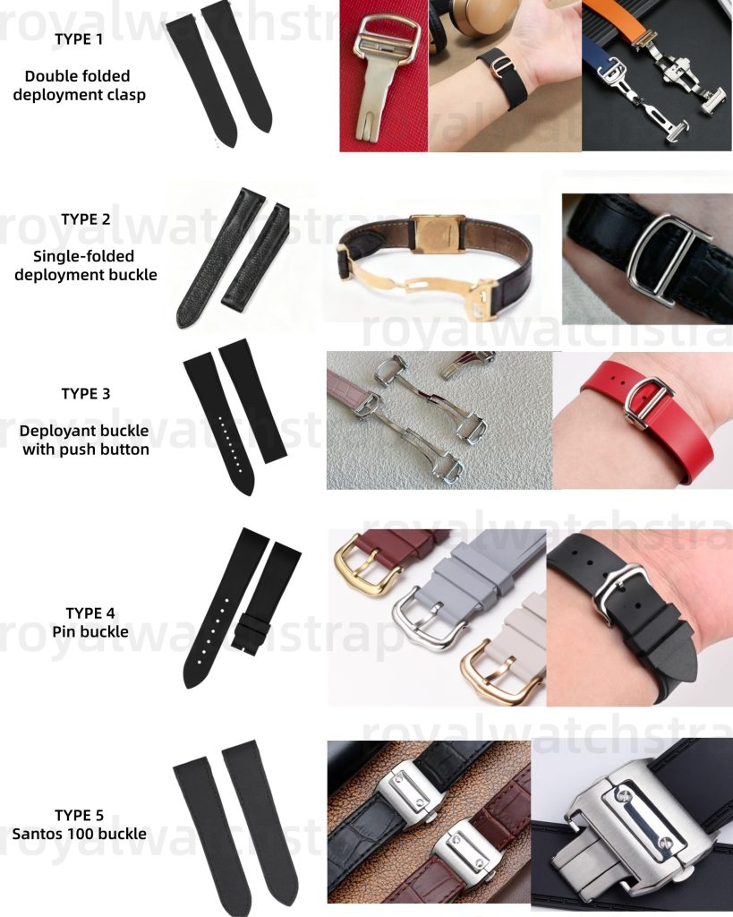 Different Cartier watch models’ buckle type