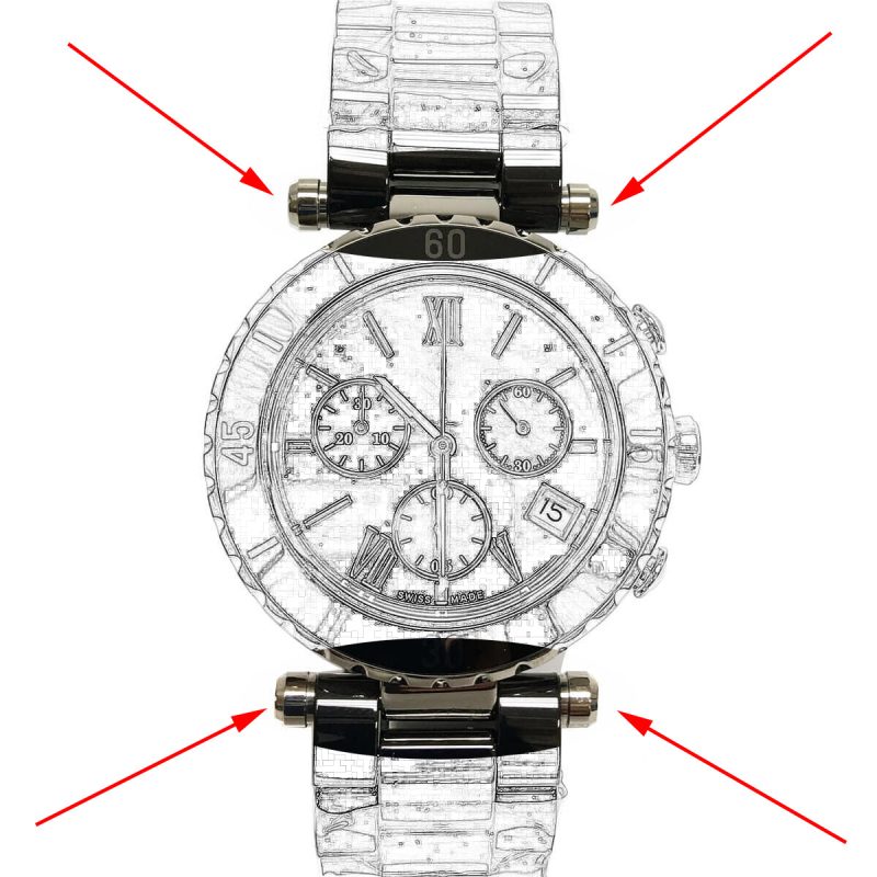 Screw Tubes Pin For Guess Collection GC Chronograph Quartz Watch GC43000 Screw Tubes Pin For Guess Collection GC Chronograph Quartz Watch GC43000