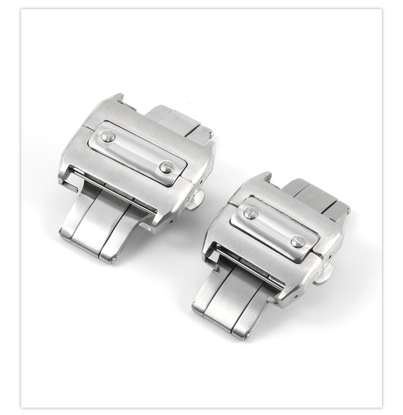 18mm 21mm Black Stainless Steel Folding Clasp Deployant Watch Buckle For Cartier Santos 100 (8) 18mm 21mm Black Stainless Steel Folding Clasp Deployant Watch Buckle For Cartier Santos 100