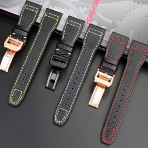 202122mm Carbon Fiber Leather Strap Black Watch Band IWC Pilot Portugieser Chronograph Le Petit Prince Mark XVIII Portofino  (4)
