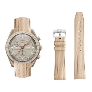 20mm Light Brown Curved Canvas Rubber Straps Watch Band For Omega X Swatch Joint Moonswatch Mission To Mars 20mm Light Brown Curved Canvas Rubber Straps Watch Band For Omega X Swatch Joint Moonswatch Mission To Mars