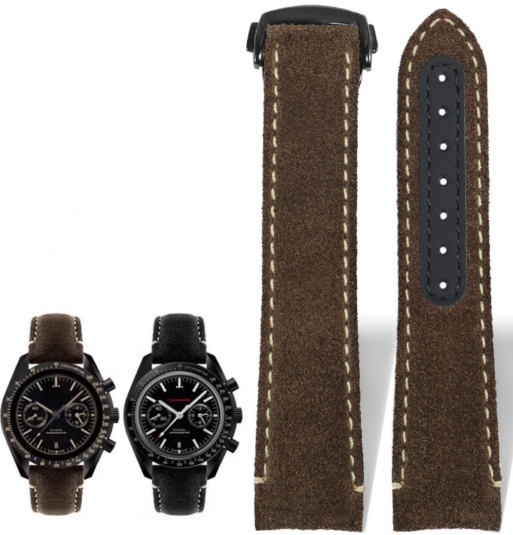 21mm Matte Suede Leather Strap For Omega Speedmaster Dark Side of the Moon 311.92