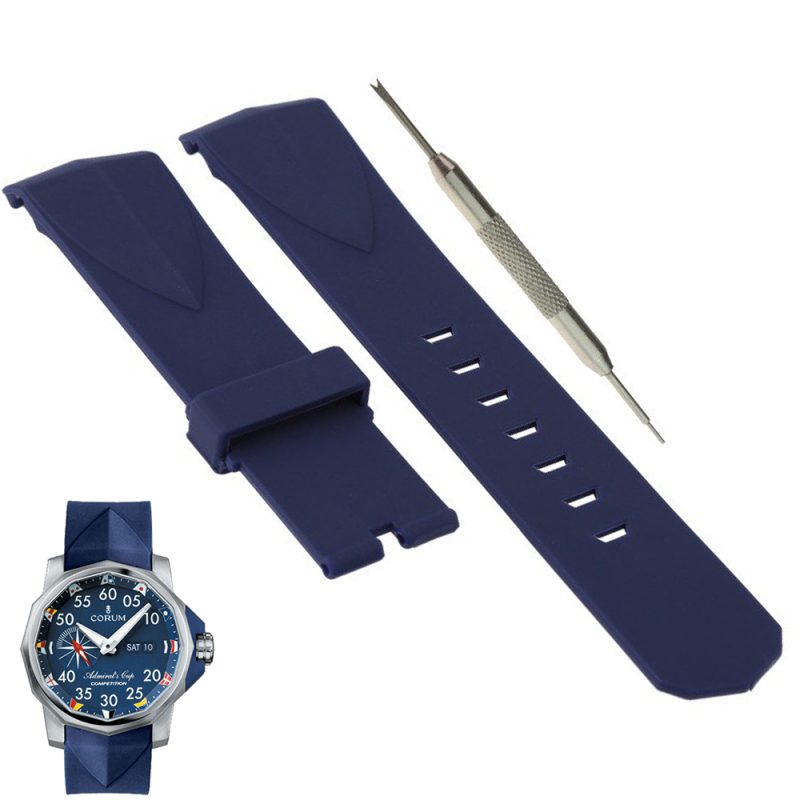 22mm 24mm Navy Blue Rubber Band Strap Bracelet For Corum Admiral’s Cup:Legend 4 22mm 24mm Navy Blue Rubber Band Strap Bracelet For Corum Admiral’s Cup/Legend