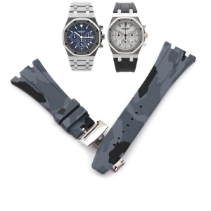 26mm Grey Camouflage Watch Rubber Strap For AP Audemars Piguet Royal Oak Kasparov Watches