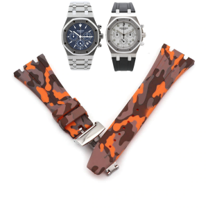 26mm Orange Camouflage Watch Rubber Strap For AP Audemars Piguet Royal Oak Kasparov Watches 26mm Orange Camouflage Watch Rubber Strap For AP Audemars Piguet Royal Oak Kasparov Watches