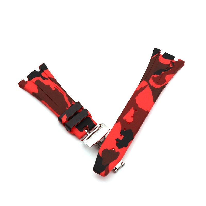 26mm Red Camouflage Rubber Strap For AP Audemars Piguet Royal Oak Kasparov