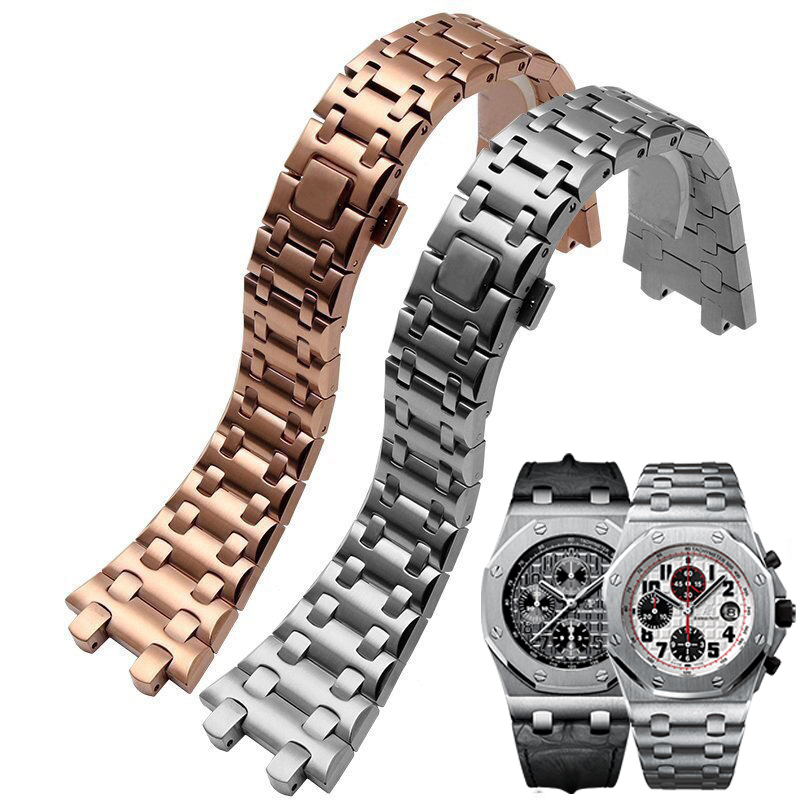 28mm Rose Gold Watch Strap Stainless Steel Bracelet For AP Audemars Piguet Royal Oak Offshore 3 28mm Rose Gold Watch Strap Stainless Steel Bracelet For AP Audemars Piguet Royal Oak Offshore