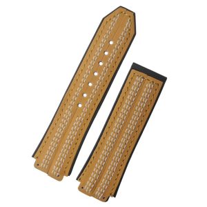 3Replacement 26mm x 19mm Yellow Leather Strap Wrist Band Double White Stitching For Hublot Big Bang Ferrari Replacement 26mm x 19mm Yellow Leather Strap Wrist Band Double White Stitching For Hublot Big Bang Ferrari