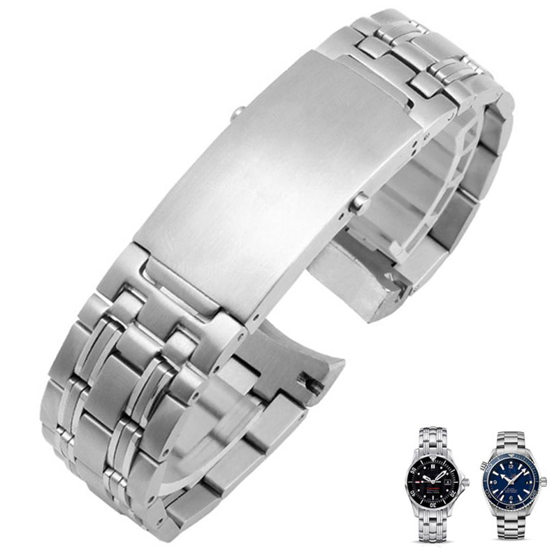 Replacement Sliver Stainless Steel Strap Mens Bracelet Watch Band With Push Buckle For Omega Seamaster 007 Planet Ocean GMT Watches Free Tools For Sale