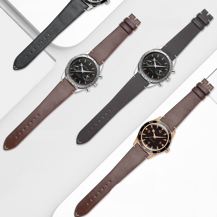 Custom Handmade Calfskin Leather Strap For Omega Seamaster Diver 300M (3)