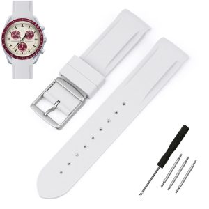 Replacement 20mm Light Grey Curved Rubber Strap Bracelet Wrist Watch Bands For Omega X Swatch Joint Moonswatch Mission To Neptune With Tools For Sale Replacement 20mm Light Grey Curved Rubber Strap Bracelet Wrist Watch Bands For Omega X Swatch Joint Moonswatch Mission To Neptune With Tools For Sale