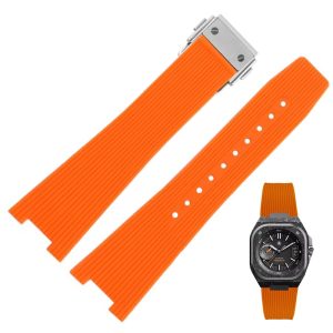 Replacement 21mm 25mm Orange Rubber Watch Strap Bracelet For Bell Ross BR05