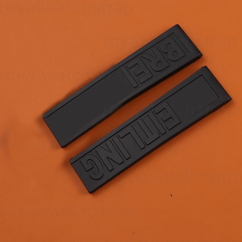 Replacement 22mm 24mm Black Rubber Strap For Breitling Navitimer Chronomat Avenger Superocean Aviator