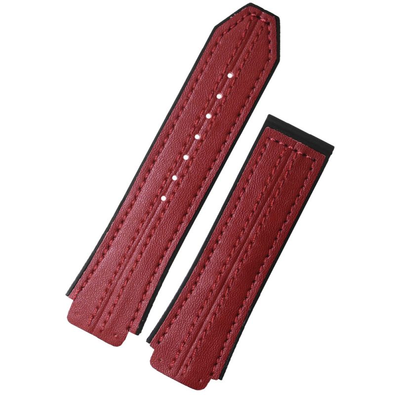 Replacement 26mm x 19mm Red Leather Strap Wrist Band Double Stitching For Hublot Big Bang Ferrari Replacement 26mm x 19mm Red Leather Strap Wrist Band Double Stitching For Hublot Big Bang Ferrari