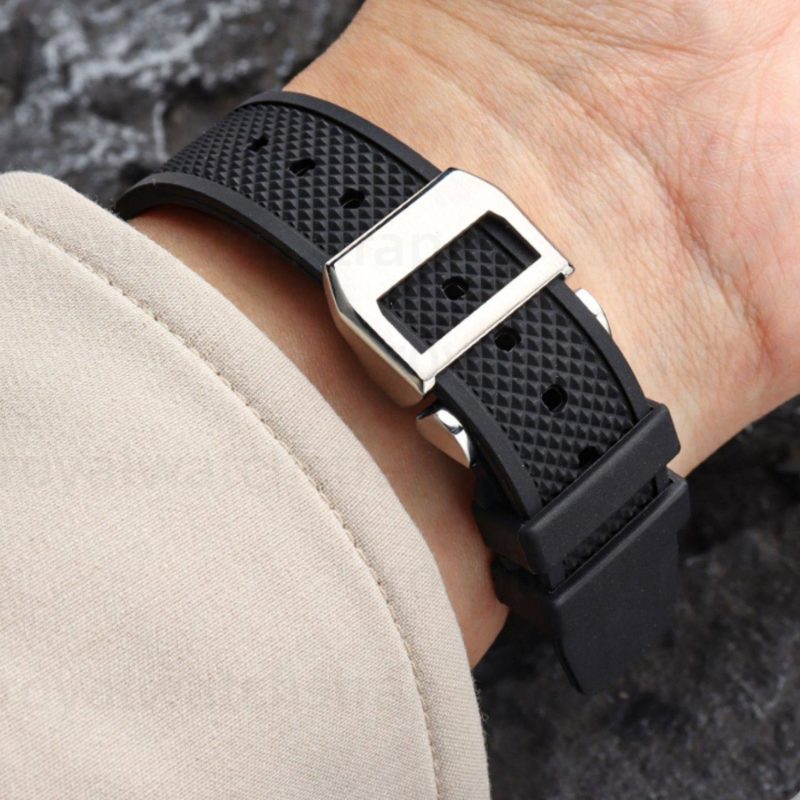 Replacement Black Rubber Straps Bracelet Wrist Watch Band For IWC Portugieser Yacht Club Chronograph