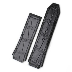 Replacement Good Price 29x19mm Black Calf Leather In Printed Crocodile Straps Watch Wrist Band For Hublot Big Bang King Power Watches