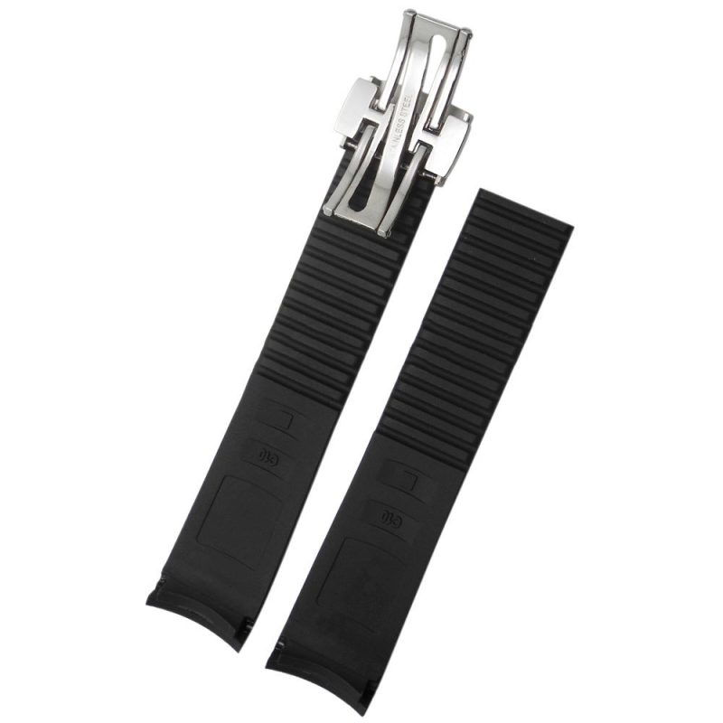 21mm Black Rubber Watch Straps For Patek Philippe Aquanaut