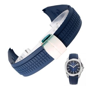 21mm Blue Rubber Watch Bands For Patek Philippe Aquanaut
