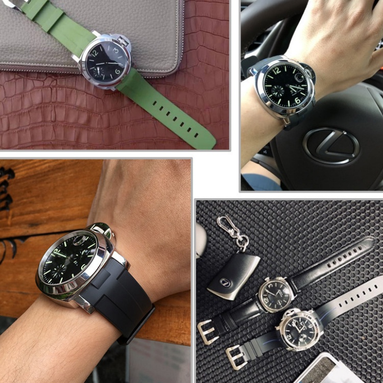22mm 24mm Rubber Curved Watch Strap For Panerai buyer show