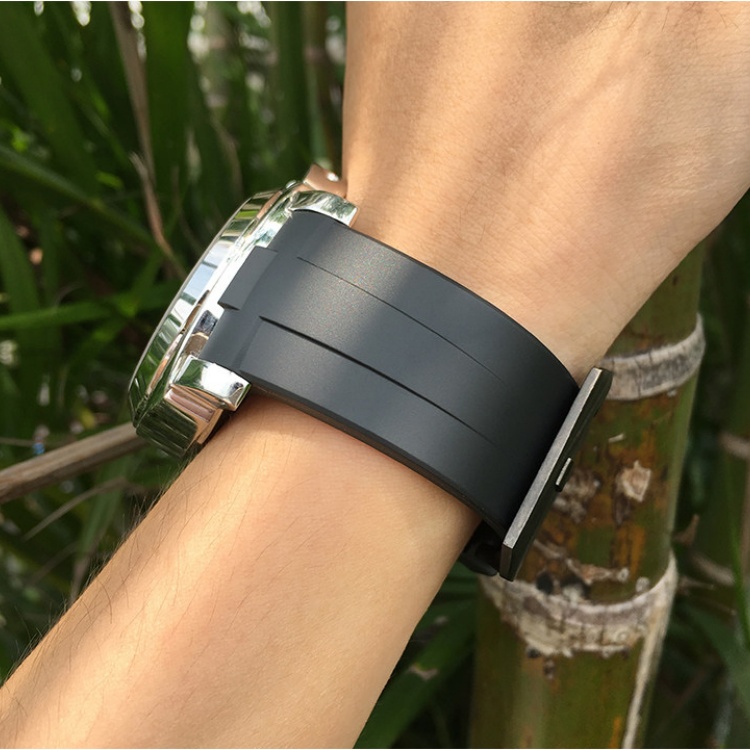 black Rubber Strap for Panerai Luminor 24mm with buckle