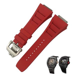 Red Rubber Watch Strap For Genuine Richard Mille RM011, RM030, RM035, RM055