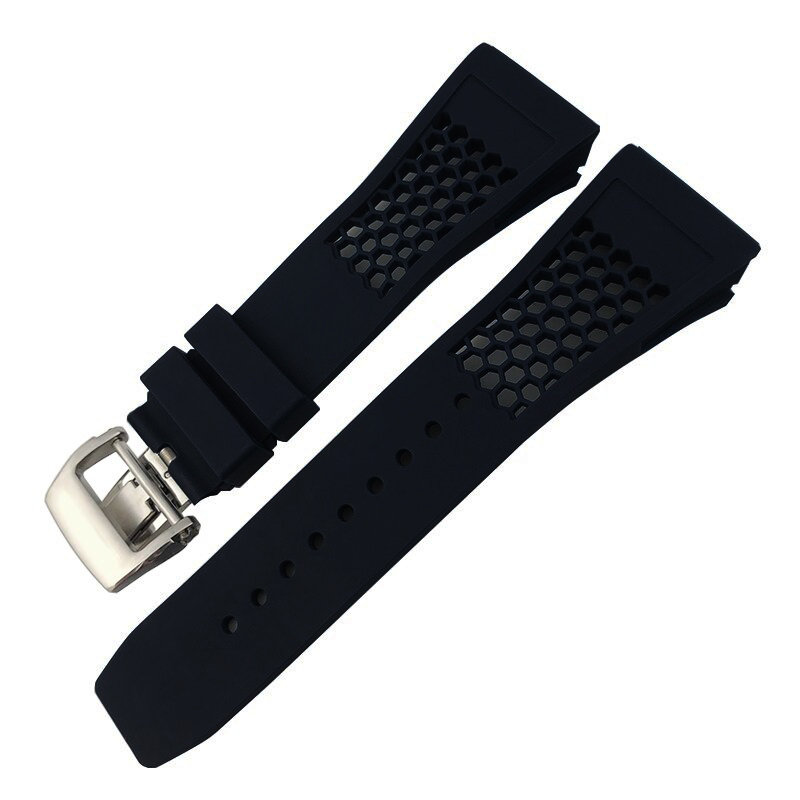 Black Beehive Rubber Watch Strap For Richard Mille Black Beehive Rubber Watch Strap For Richard Mille