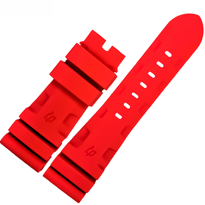 Red Rubber Watch Straps For Officine Panerai Luminor, Marina, Submersible Red Rubber Watch Straps For Officine Panerai Luminor, Marina, Submersible