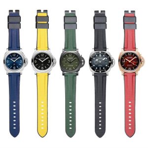 Buy Custom Leather Straps For Panerai Watches, Aftermarket Oem Panerai Black Rubber Watch Band 22mm 24mm 26mm