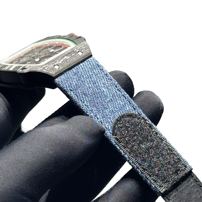 Custom Handmade Blue Denim Watch Strap For Richard Mille RM-67-01 67-02 (Multi Color)