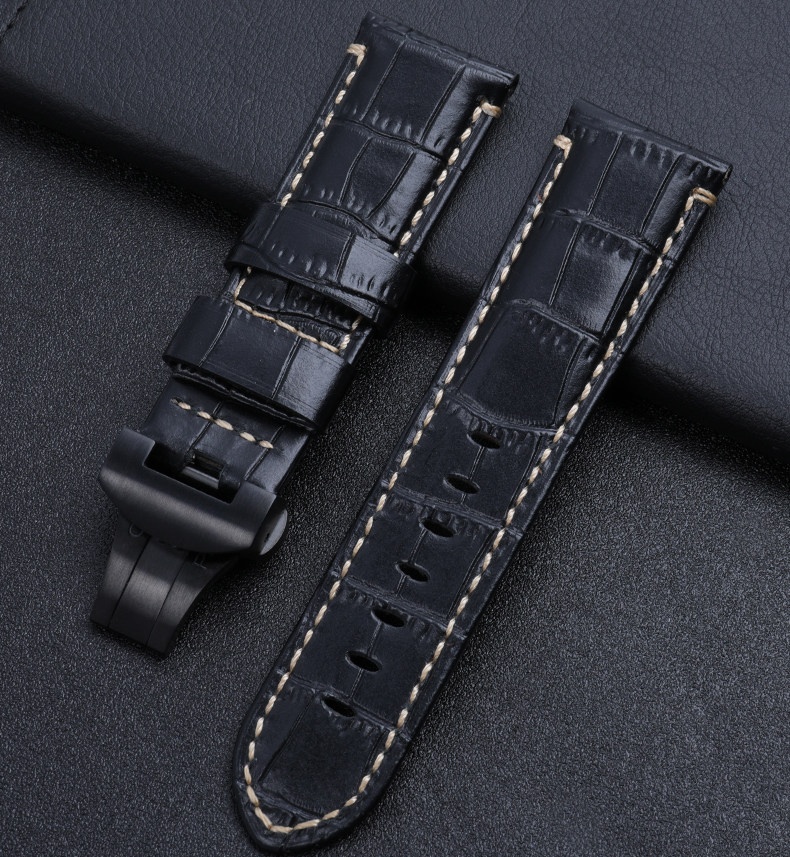 In Stock Calfskin Leather Strap With Bamboo Pattern For Panerai