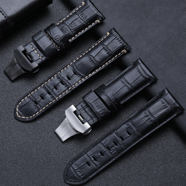 In Stock Calfskin Leather Strap With Bamboo Pattern For Panerai