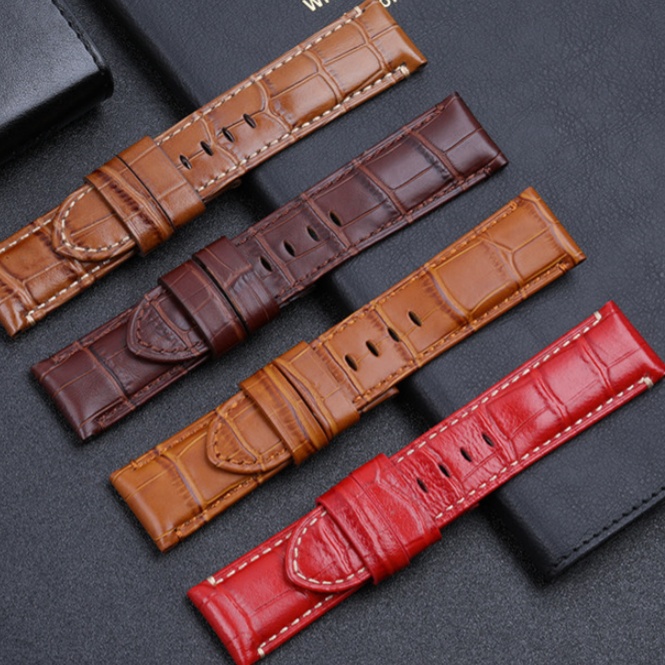 In Stock Calfskin Leather Strap With Bamboo Pattern For Panerai