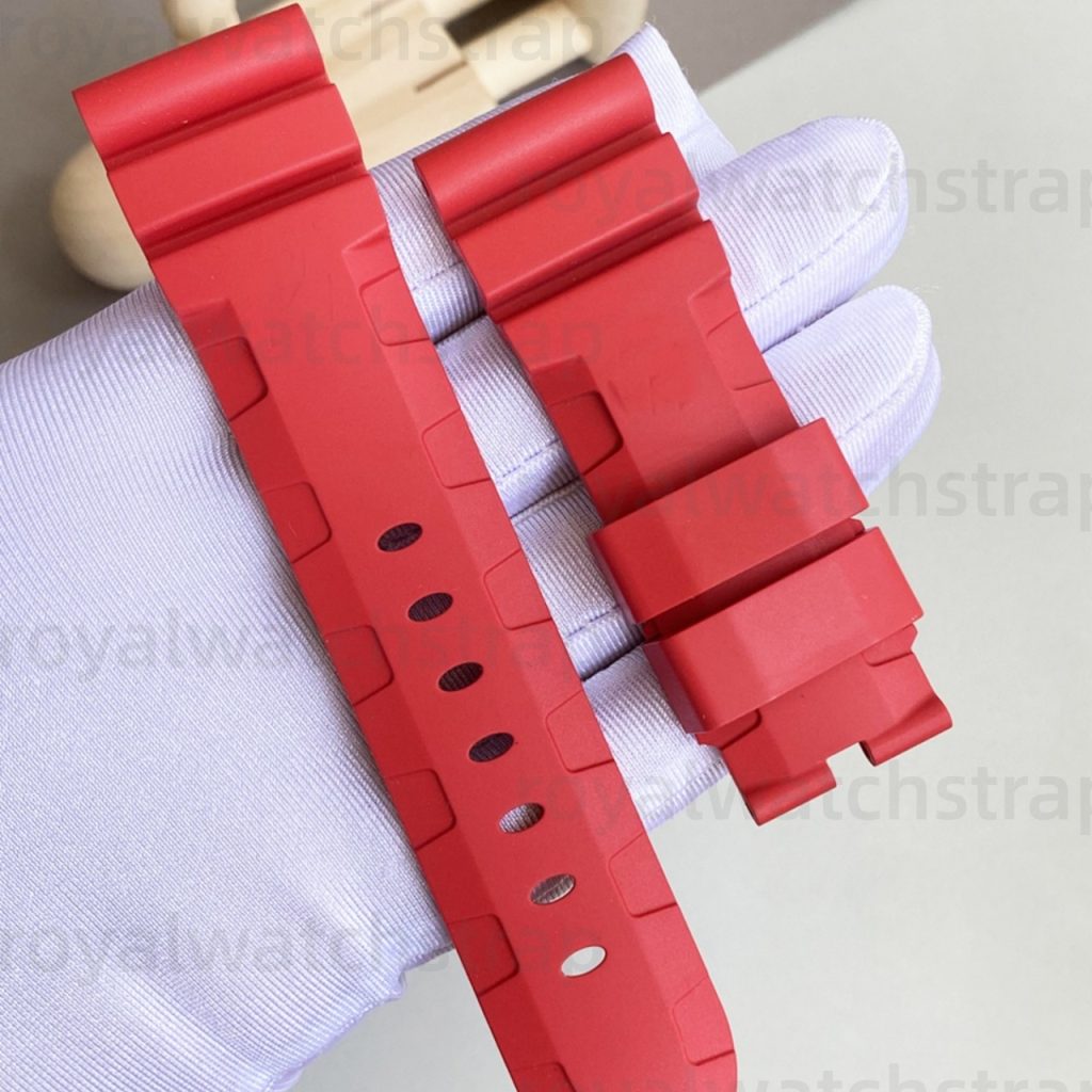 Red Rubber Watch Straps For Officine Panerai Luminor, Marina, Submersible