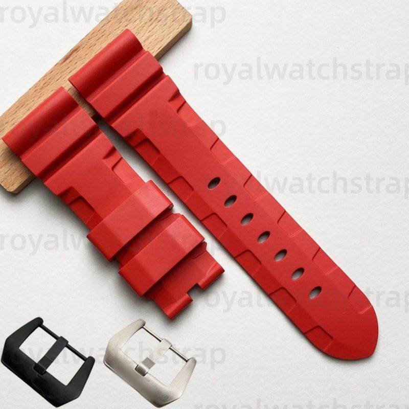 Red Rubber Watch Straps For Officine Panerai Luminor, Marina, Submersible (2) Red Rubber Watch Straps For Officine Panerai Luminor, Marina, Submersible