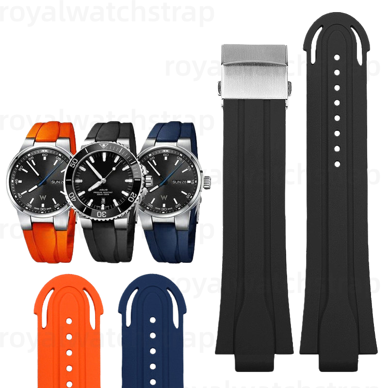 Replacement 24mmx12mm Black RCurved-End Rubber Watch Strap For Oris Aquis Williams Motor (1) Replacement 24mmx12mm Black RCurved-End Rubber Watch Strap For Oris Aquis Williams Motor (1)