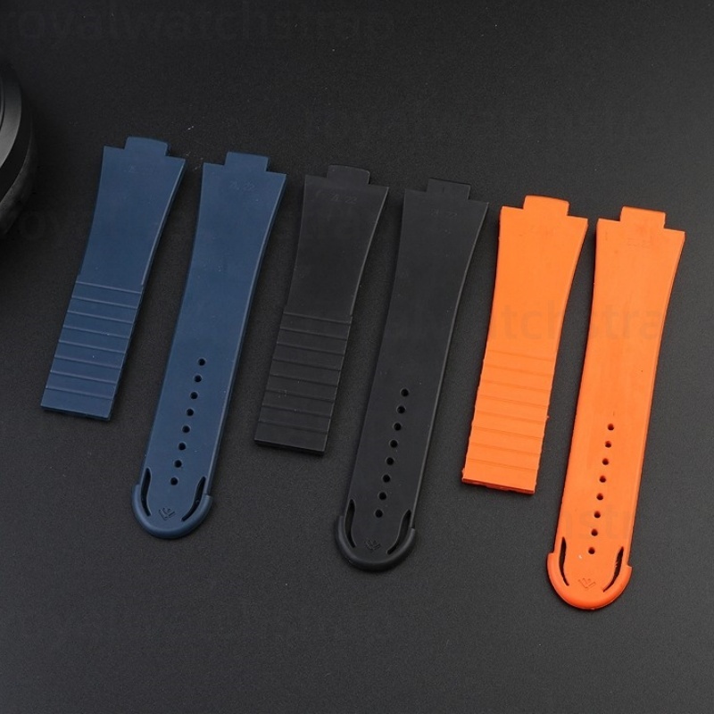 Replacement 24mmx12mm Black RCurved-End Rubber Watch Strap For Oris Aquis Williams Motor (4) Replacement 24mmx12mm Black RCurved-End Rubber Watch Strap For Oris Aquis Williams Motor (1)