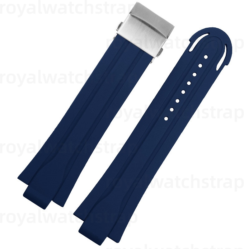 Replacement 24mmx12mm Black RCurved-End Rubber Watch Strap For Oris Aquis Williams Motor (1)