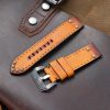 Shop Aftermarket Distressed Black Tan Brown Calf Leather Panerai Straps 24mm 22mm For Sale 