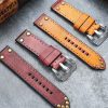 Shop Aftermarket Distressed Black Tan Brown Calf Leather Panerai Straps 24mm 22mm For Sale 