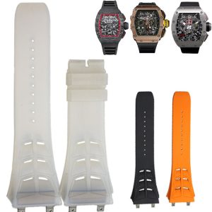 White Transparent FKM Rubber Watch Strap For Richard Mille RM07, RM07-02, RM037 Aftermarket Modified Transparent Crystal Case 