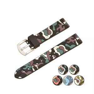 High Quality Silicone Rubber Watch Band 18mm 20mm 22mm 24mm In Stock Camouflage Silicone Watch Band