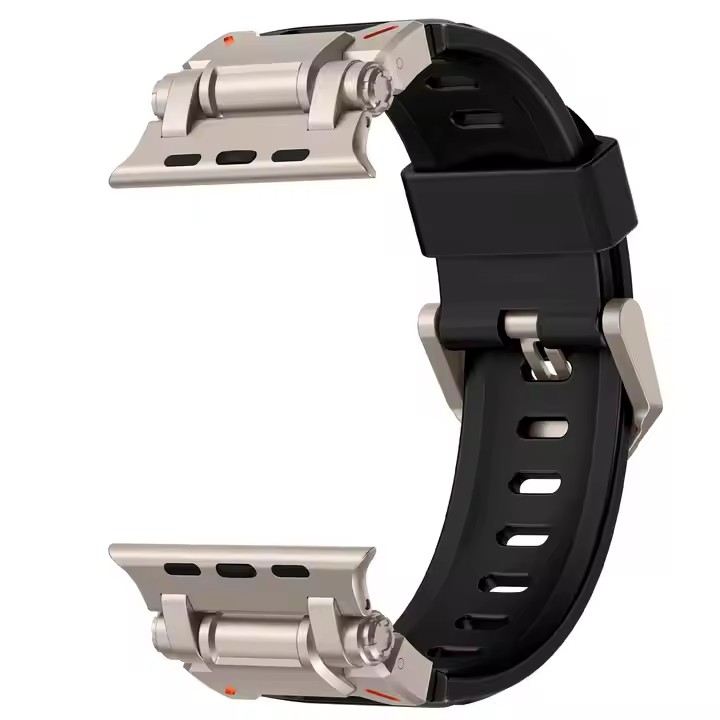 Luxury Diver Luminous FKM Rubber Watch Band 49MM Water Resistant Sport Replacement Titanium Metal Connector For Smart Watches