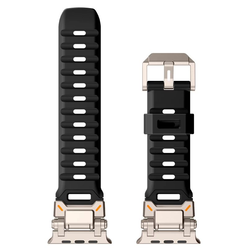Luxury Diver Luminous FKM Rubber Watch Band 49MM Water Resistant Sport Replacement Titanium Metal Connector For Smart Watches