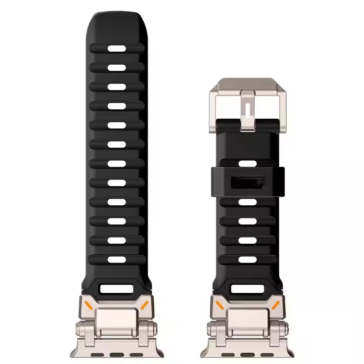 Luxury Diver Luminous FKM Rubber Watch Band 49MM Water Resistant Sport Replacement Titanium Metal Connector For Smart Watches